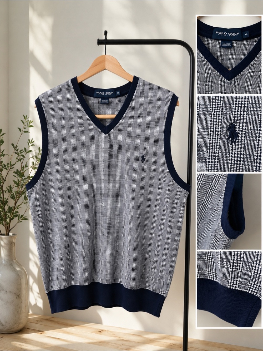 Ralph Lauren Polo Golf Navy and Gray Glen Plaid Vest